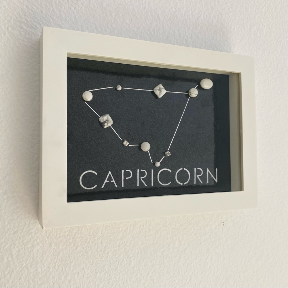 Handmade Horoscope Art CAPRICORN Star Constellation Beads Shadow Box 6x8 inches